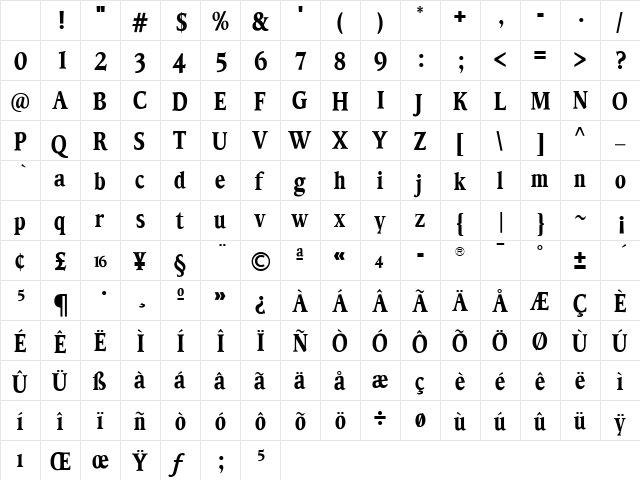 TFHabitatCond Bold Character Map
