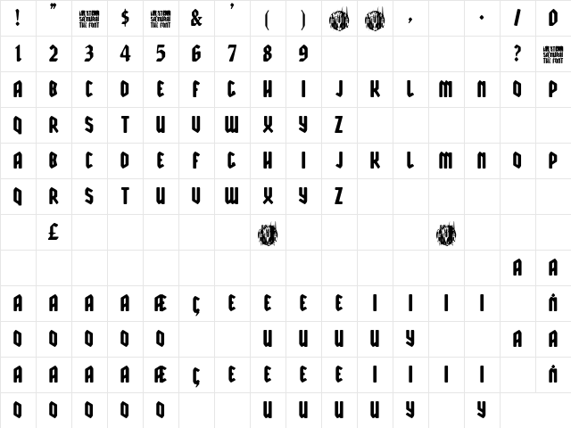 Western Samurai Regular Character Map