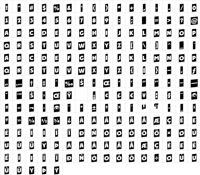 a_PlakatCmUp Regular Character Map