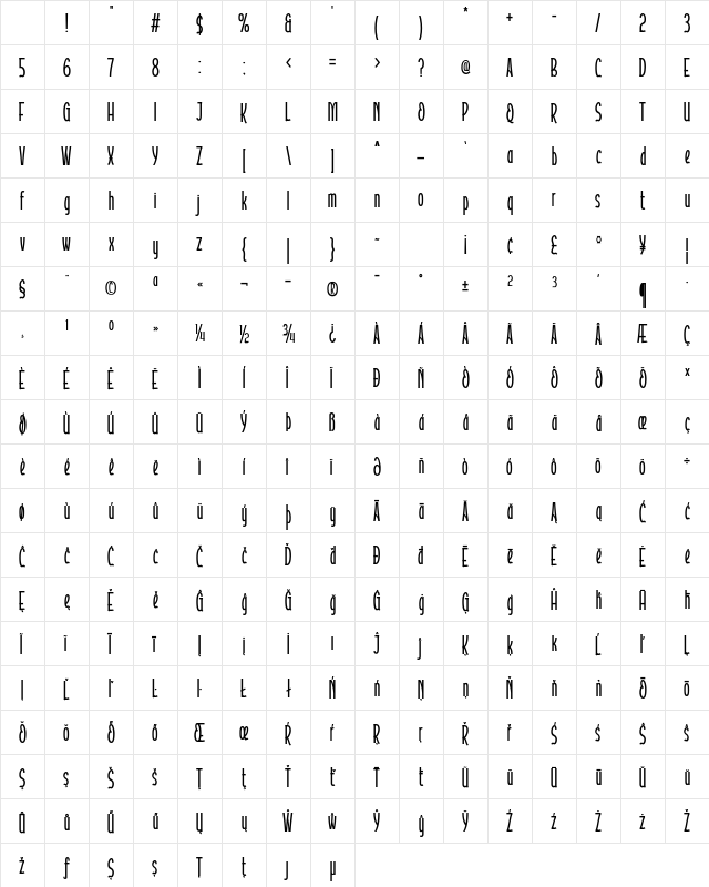 ATOVERZtrial Regular Character Map ATOVERZtrial Regular Character Map