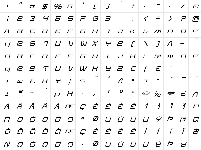 Miracle Mercury Laser Italic Italic Character Map Miracle Mercury Laser Italic Italic Character Map