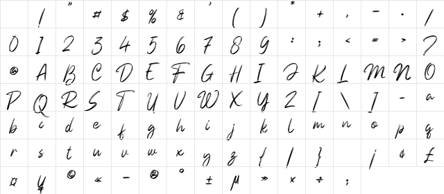 Genesiss_DEMO Regular Character Map Genesiss_DEMO Regular Character Map