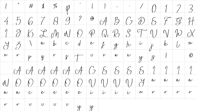 Astriany Regular Character Map