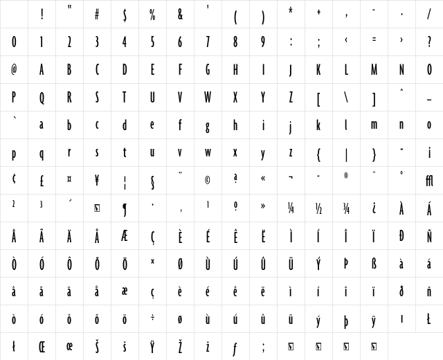 Agenda MediumUltraCondensed Character Map Agenda MediumUltraCondensed Character Map