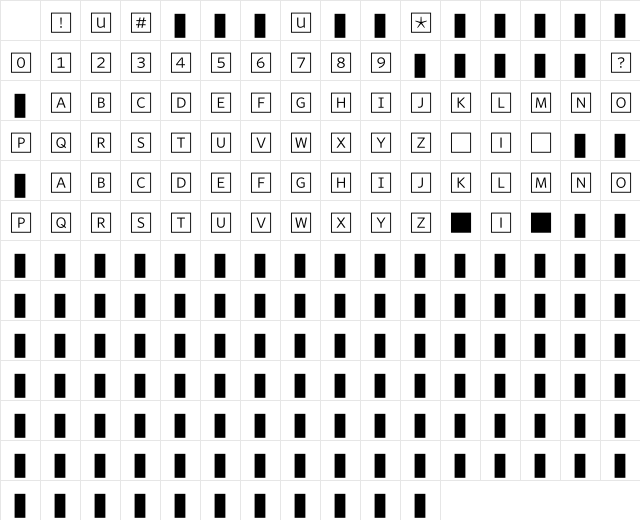 WhitneyIndexWhite SquareLt1 Character Map