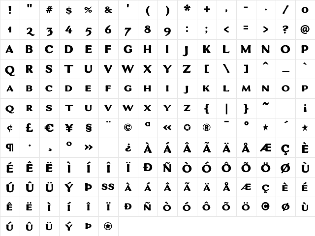 VenisSmall Caps ExtraBold Regular Character Map