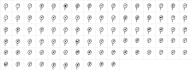 PartyBalloons Regular Character Map
