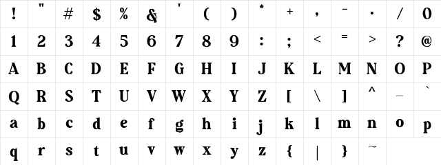 Augillion DEMO Regular Character Map