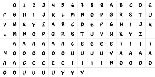 TSAMARA Regular Character Map