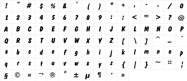 a_DomIno BoldItalic Character Map