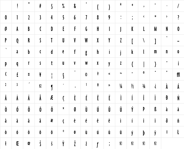 Agenda MediumUltraCondensed Character Map Agenda MediumUltraCondensed Character Map