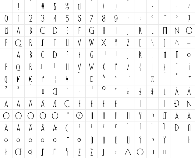 VereDignum LT Std Regular Character Map