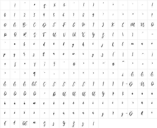 Walentiny Regular Character Map