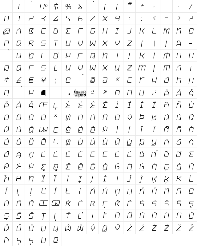 Hydrogen Italic Character Map