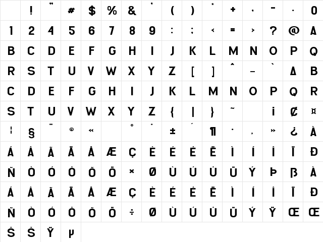 Walton Regular Character Map Walton Regular Character Map