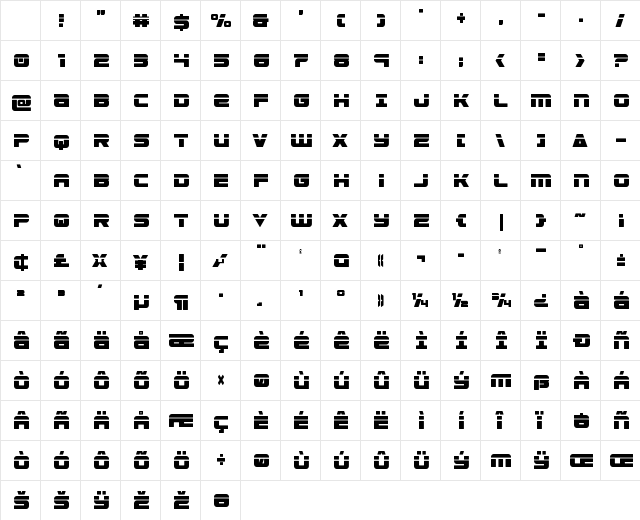 Speed Phreak Extra-Condensed Character Map Speed Phreak Extra-Condensed Character Map