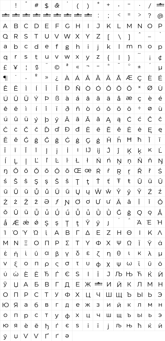 Eastman Trial Regular Character Map Eastman Trial Regular Character Map
