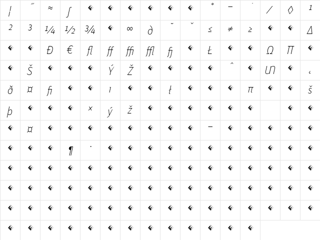 Unit-ThinItalicTFExpert Regular Character Map Unit-ThinItalicTFExpert Regular Character Map