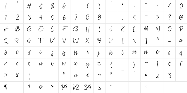 Sallvacia Regular Character Map Sallvacia Regular Character Map