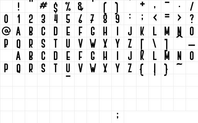 BOVEN 2 Regular Character Map BOVEN 2 Regular Character Map