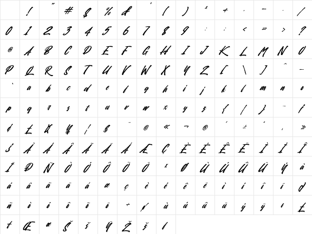 Sansha Demo Regular Character Map Sansha Demo Regular Character Map