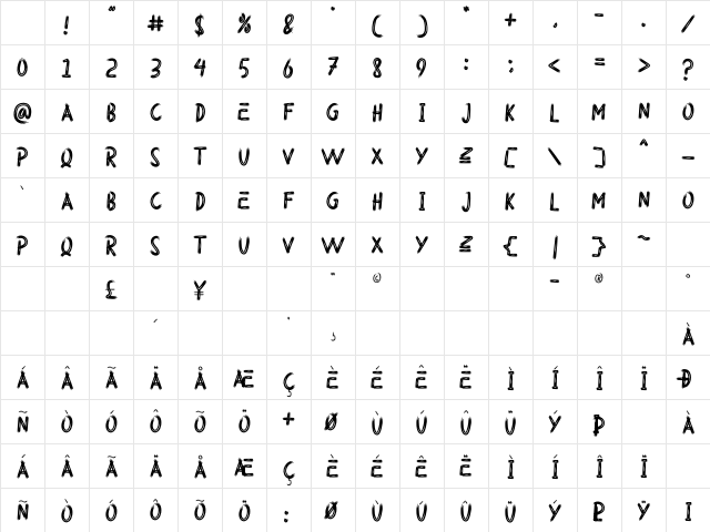 HALLOQUEEN Regular Character Map HALLOQUEEN Regular Character Map