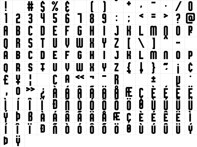 Broadsheet Bubble Regular Character Map
