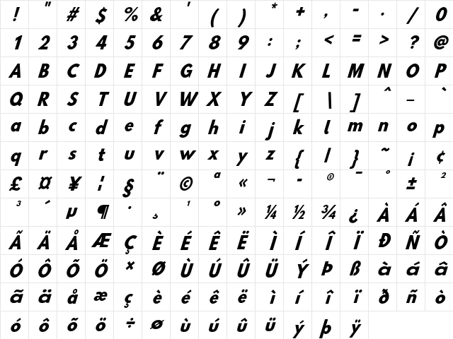 Hussar BdSuprConOblThree Character Map