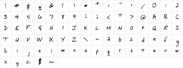 Pastorswrit Regular Character Map Pastorswrit Regular Character Map