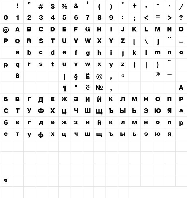 Geneva Bold Character Map Geneva Bold Character Map