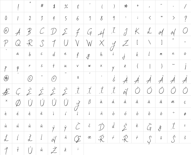 ylee MHIM Regular Character Map ylee MHIM Regular Character Map