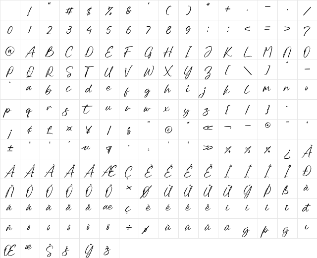 Hallight Regular Character Map Hallight Regular Character Map