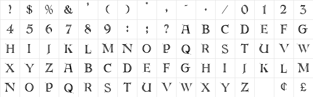 PatienceCaps Normal Character Map