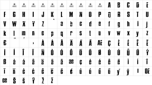 THRASHER Regular Character Map THRASHER Regular Character Map
