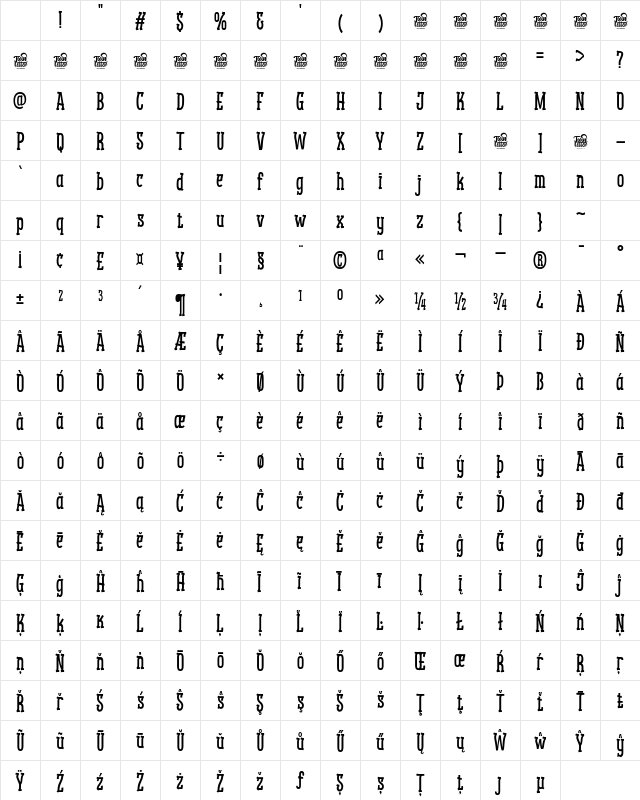 JINKEL trial Regular Character Map
