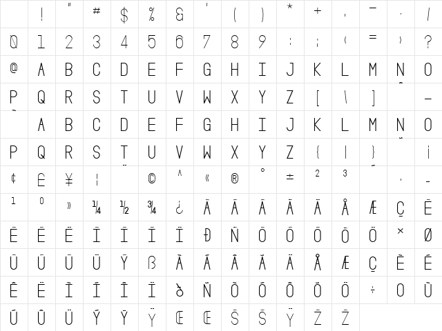 Oslo II Bold Character Map Oslo II Bold Character Map