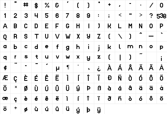 538Lyons Font Regular Character Map