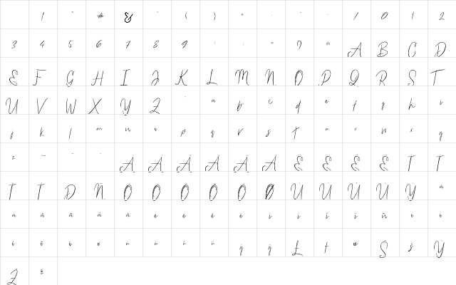 Bammantoe Regular Character Map