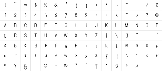 B0bmono Regular Character Map