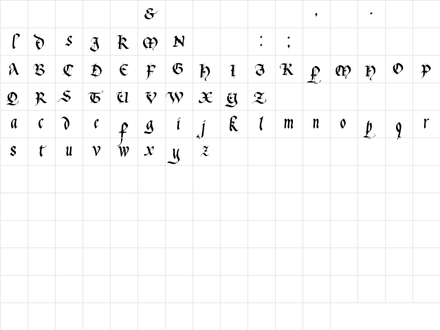 Waters Gothic Deux Regular Character Map