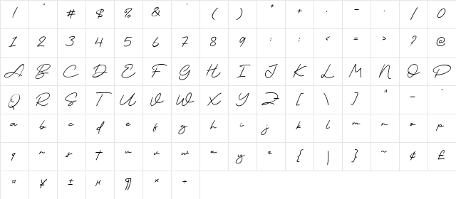 Patung Regular Character Map
