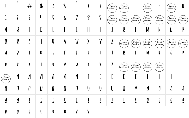 Bluffton Free Trial Regular Character Map