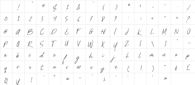 Nathallie demo Regular Character Map Nathallie demo Regular Character Map