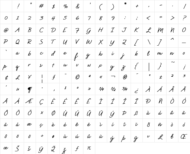 Natural Script Bold Regular Character Map Natural Script Bold Regular Character Map
