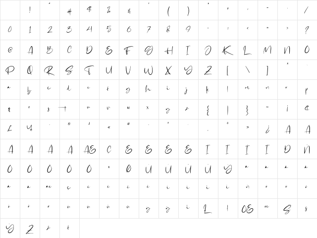 Gabrialle Regular Character Map