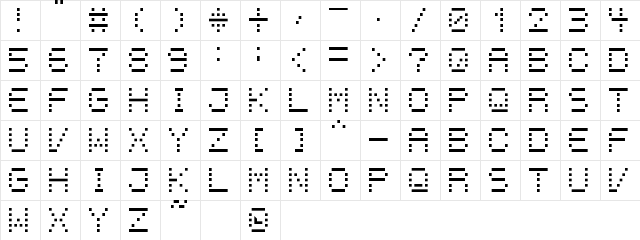 9pxbus Regular Character Map