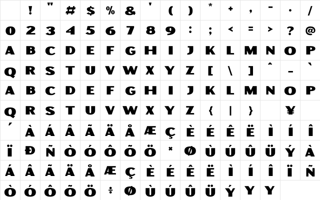 Morebig Sans Regular Character Map