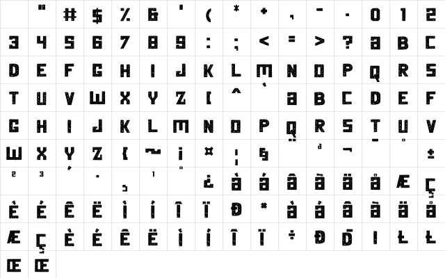 Summer Square Rough Regular Character Map Summer Square Rough Regular Character Map