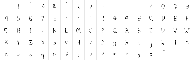 Fushi RegularE Character Map Fushi RegularE Character Map