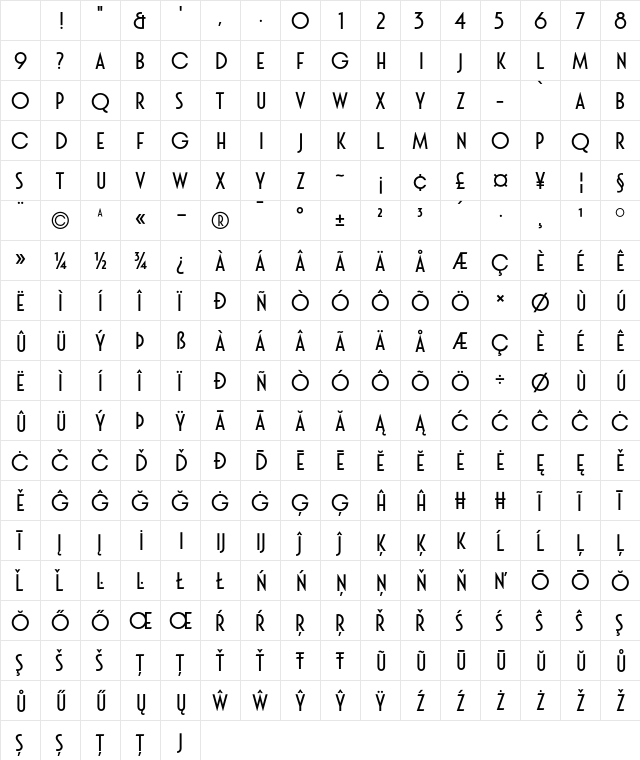 Grand Casino Regular Character Map